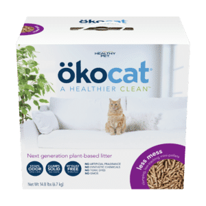 Okocat Less Mess Clumping Low-Tracking, Mini-Pellets Wood Cat Litter (Long Hair) 14.8 lbs