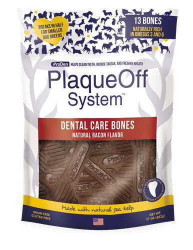 Plaque Off System Dental Care Bones - Natural Bacon Flavor